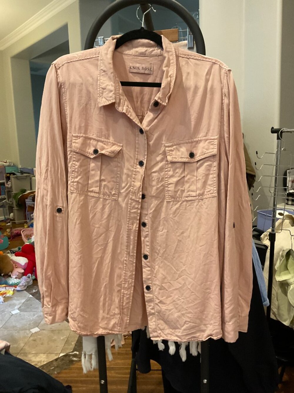 Knox Rose Mauve/Blush Long Sleeve Button-Down Utility Shirt | XL